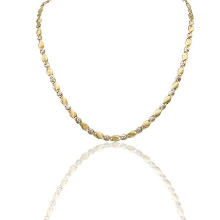 Collana Oro Giallo Oro Bianco Oro 18 carati Catena Piatta Solo Oro