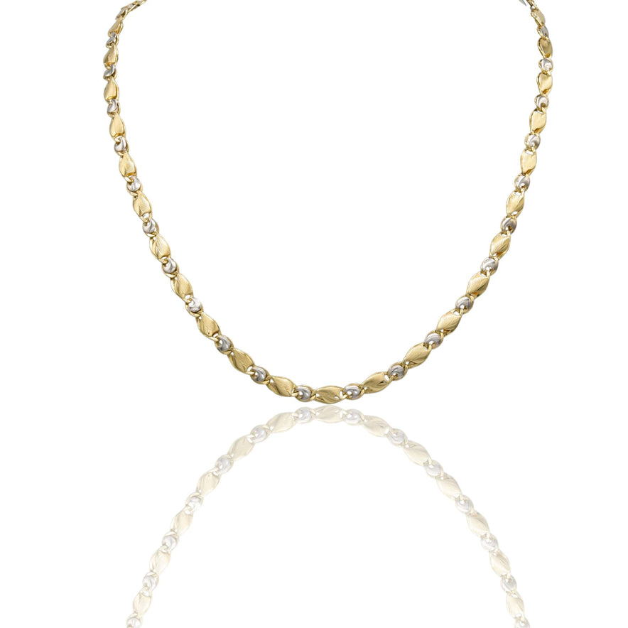 Collana Oro Giallo Oro Bianco Oro 18 carati Catena Piatta Solo Oro
