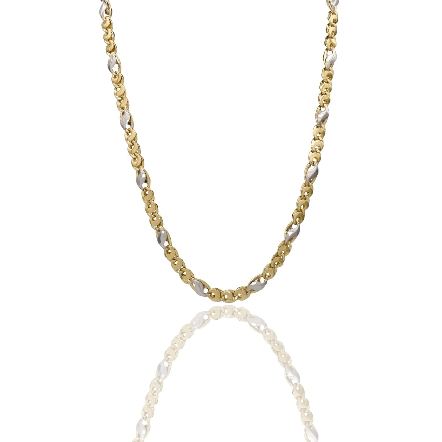 Collana Oro Giallo Oro Bianco Oro 18 carati Catena Piatta Solo Oro