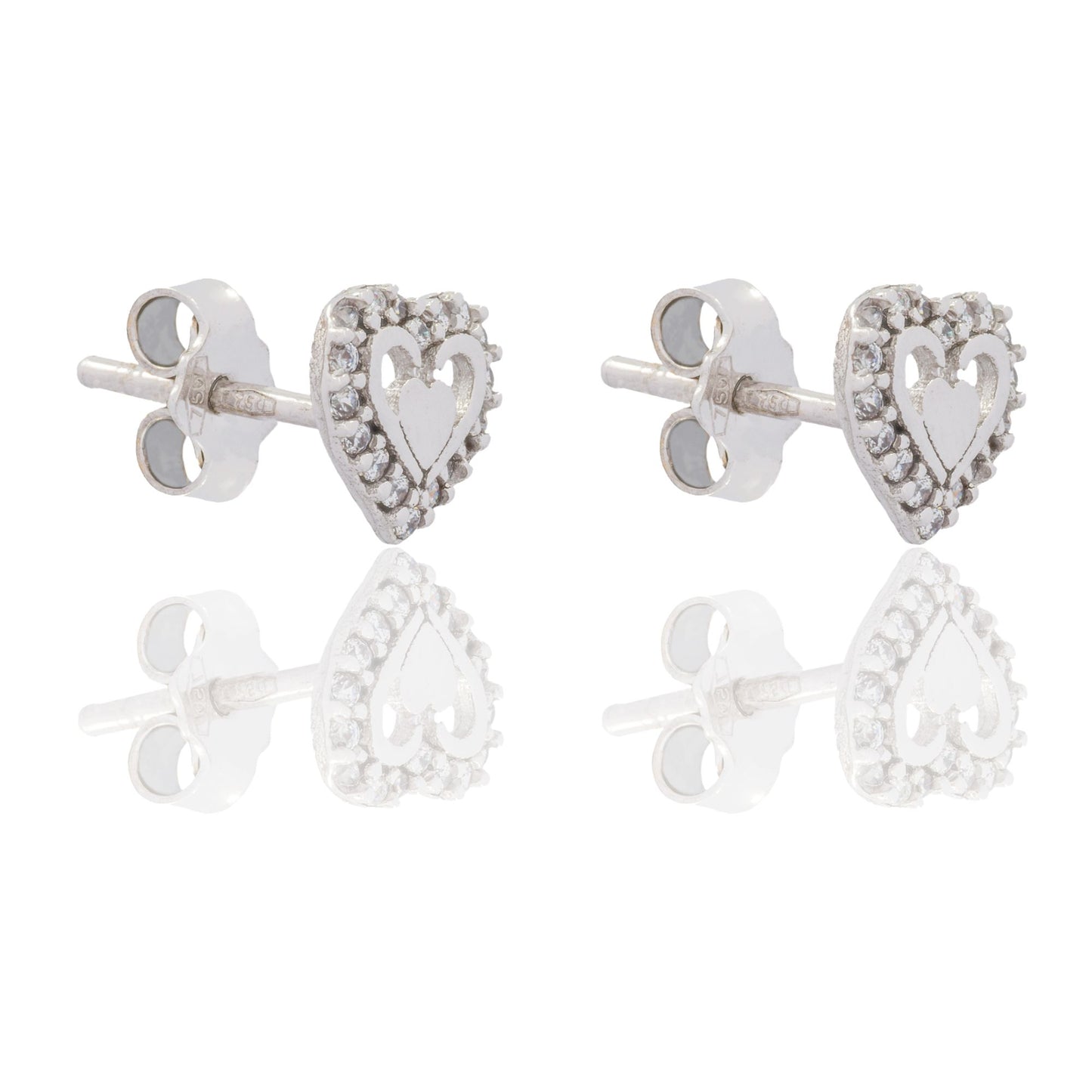 ORECCHINI DONNA DOPPIO CUORE APERTO CON CONTORNO