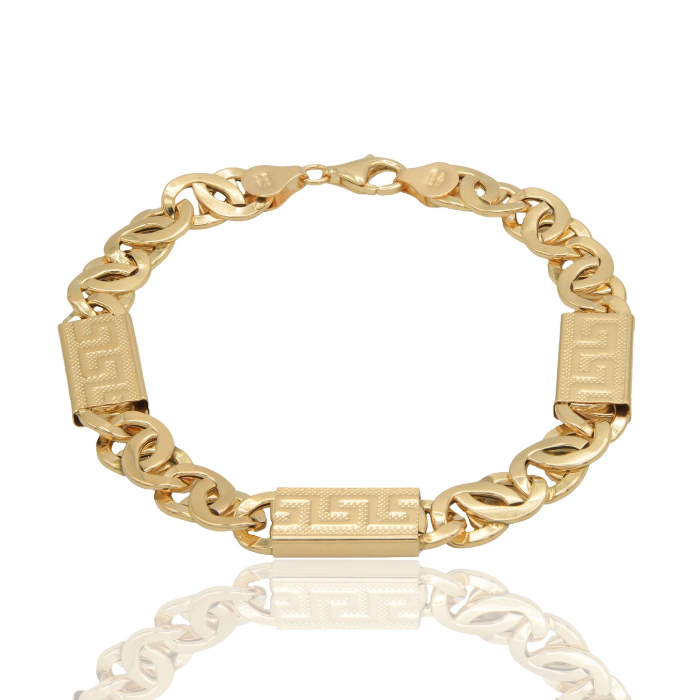 Bracciale Oro Giallo Oro 18 carati Catena Intecciata Greca Solo Oro