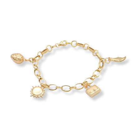 Bracciale Oro Giallo Oro 18 carati Rolo' Ovale Con Pendenti Solo Oro cm. 21