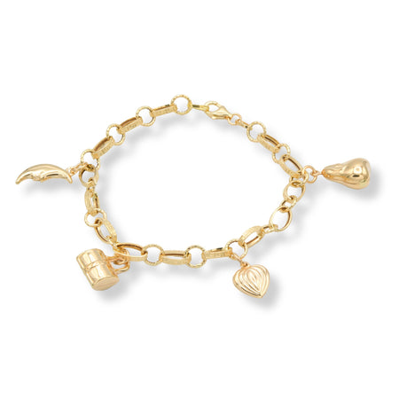 Bracciale Oro Giallo Oro 18 carati Rolo' Ovale Con Pendenti Solo Oro cm. 20.5