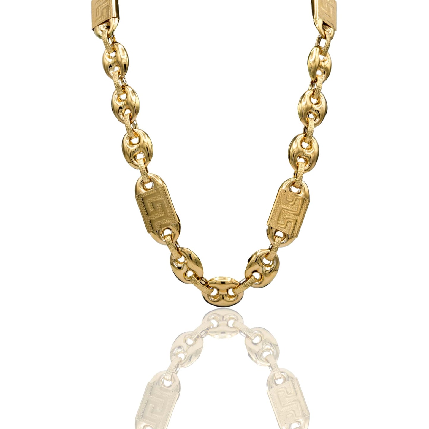 Collana Oro Giallo Oro 18 carati Maglia Marina Con Testa Medusa Solo Oro