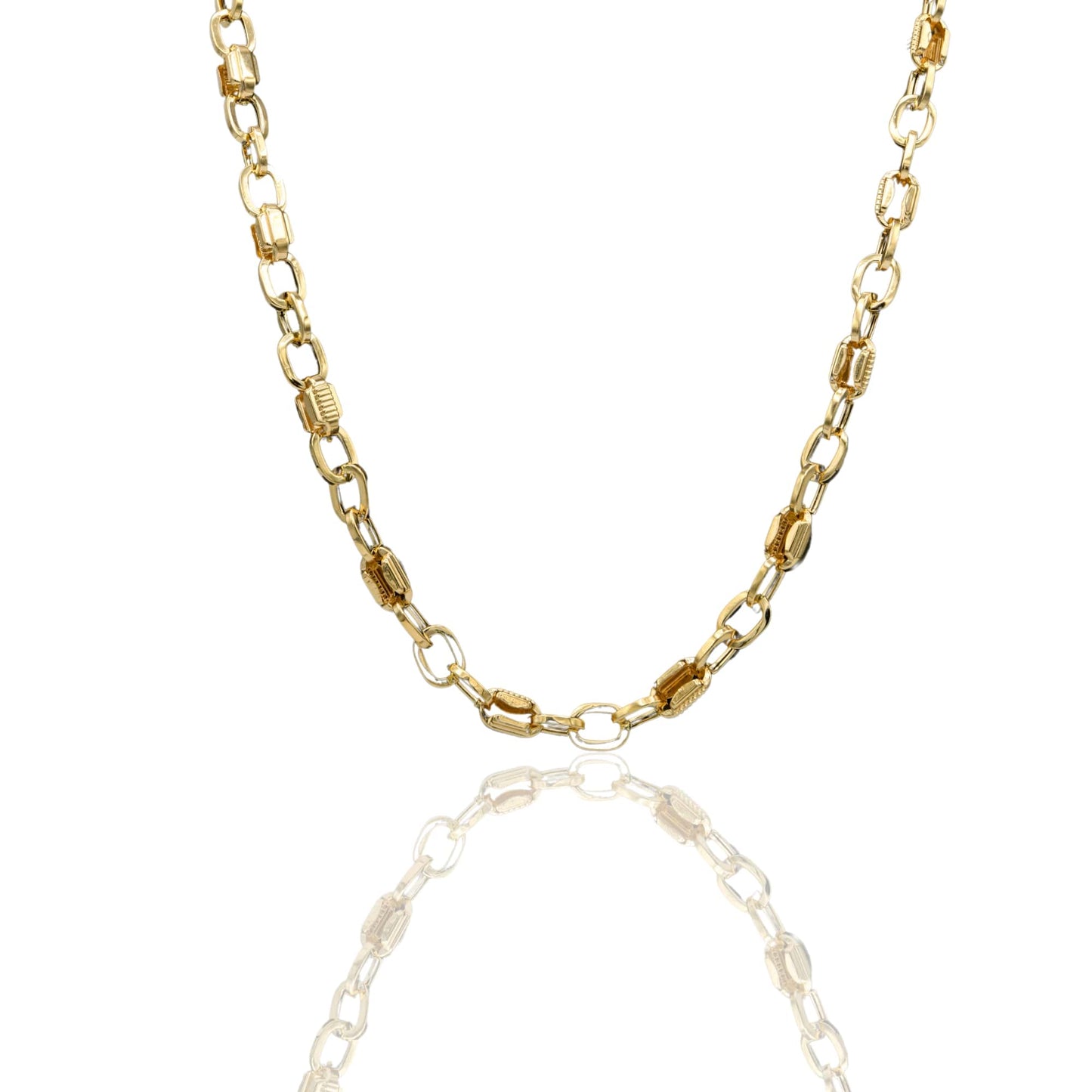 Collana Oro Giallo Oro 18 carati Catena Rolò alternata Solo Oro cm.60