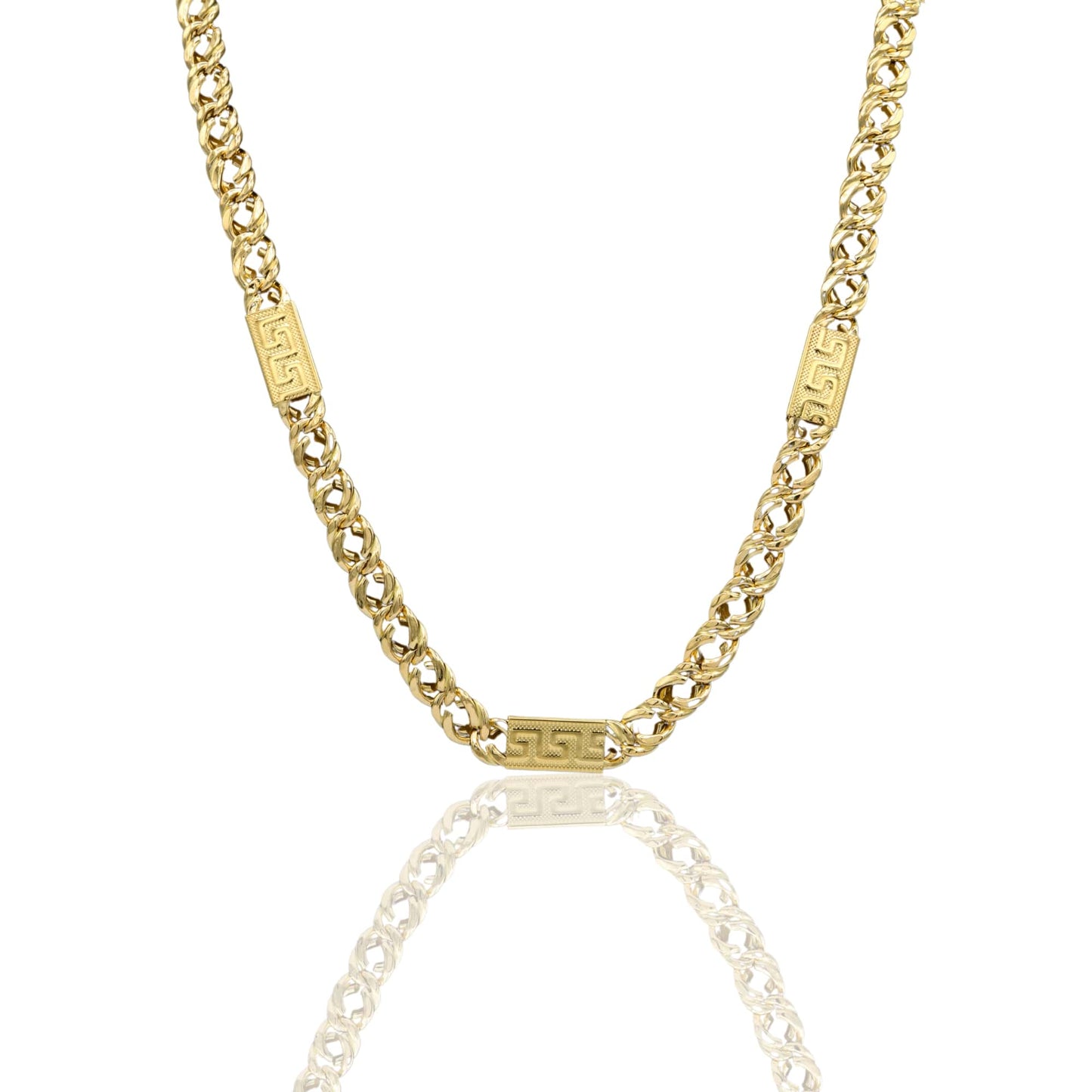 Collana Oro Giallo Oro 18 carati Groumette Alternata Greca Solo Oro cm.60