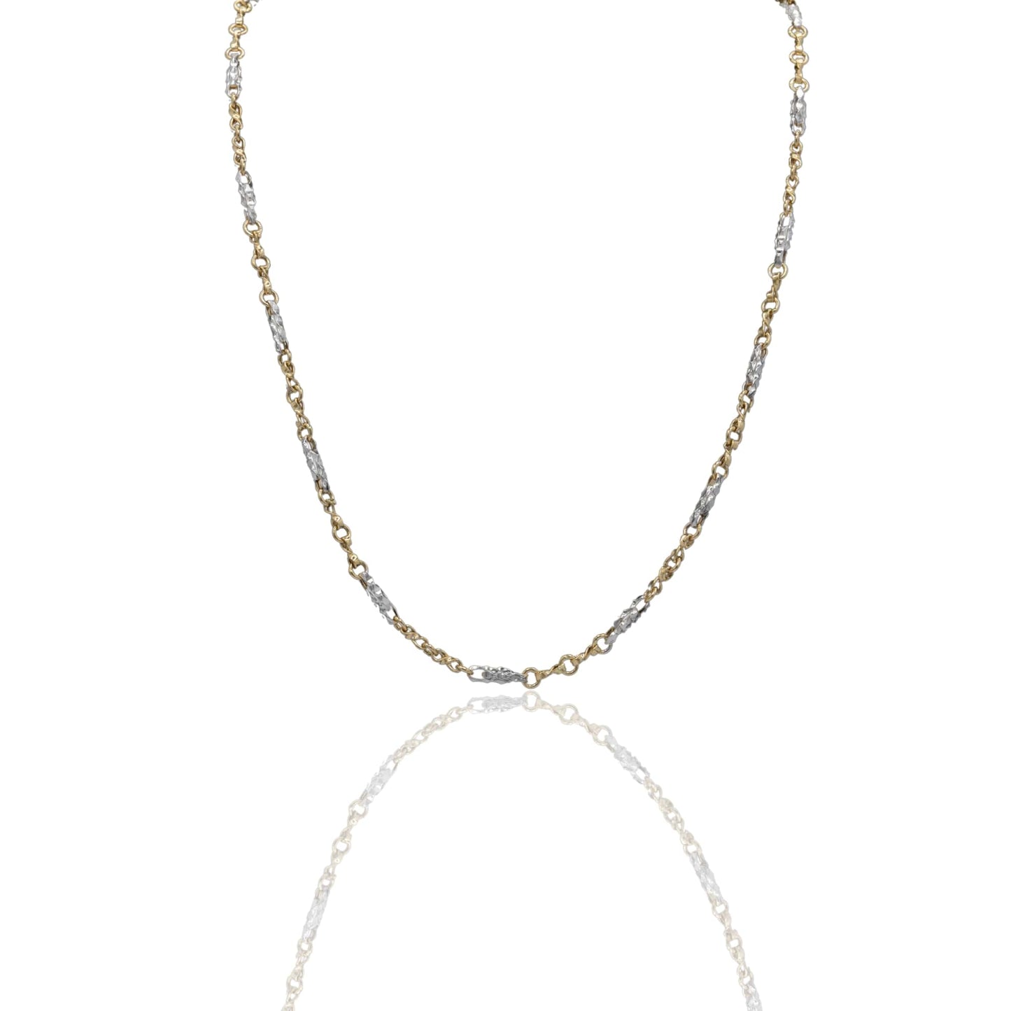 Collana Oro Giallo Oro Bianco Oro 18 carati Catena Piatta Solo Oro
