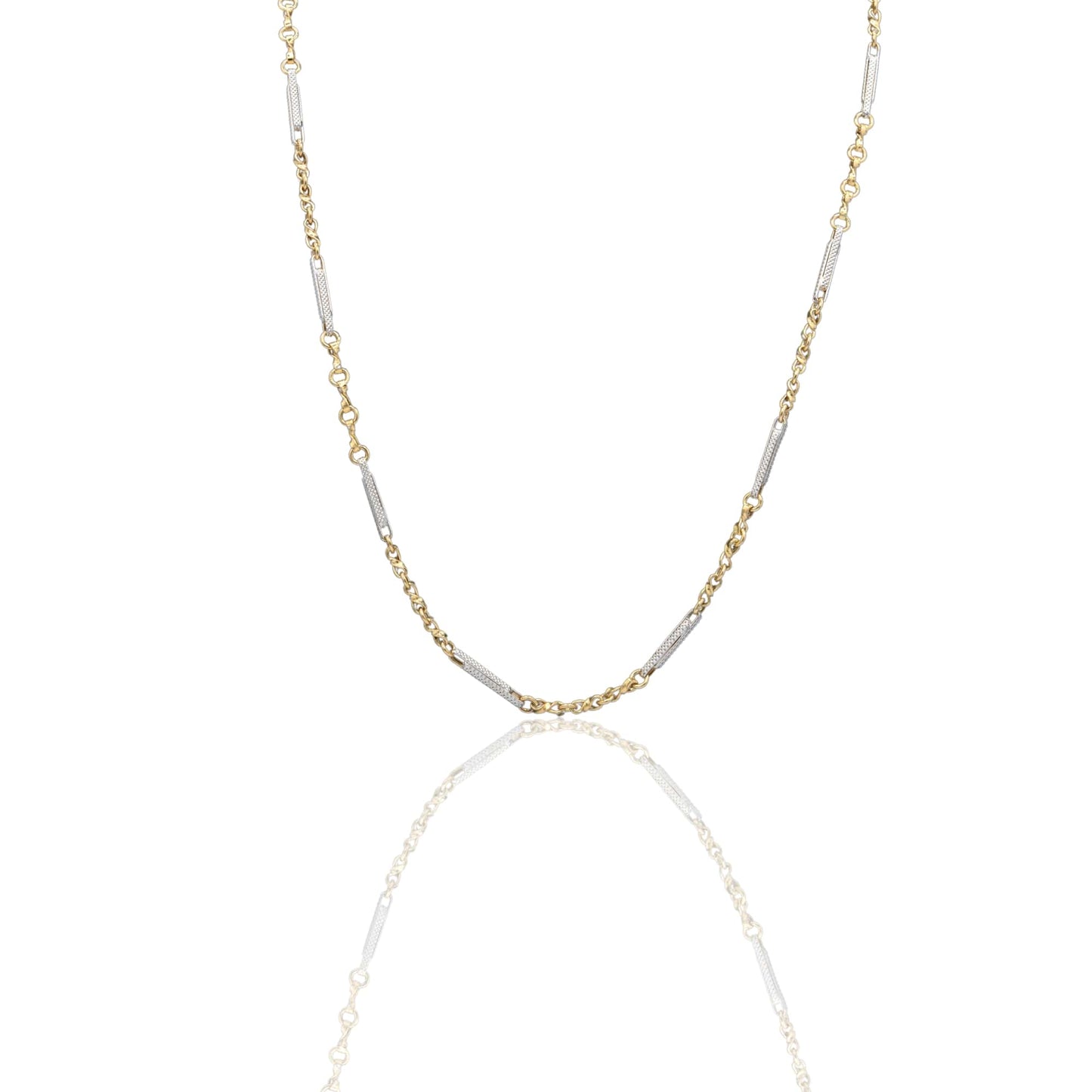 Collana Oro Giallo Oro Bianco Oro 18 carati Catena Piatta Solo Oro