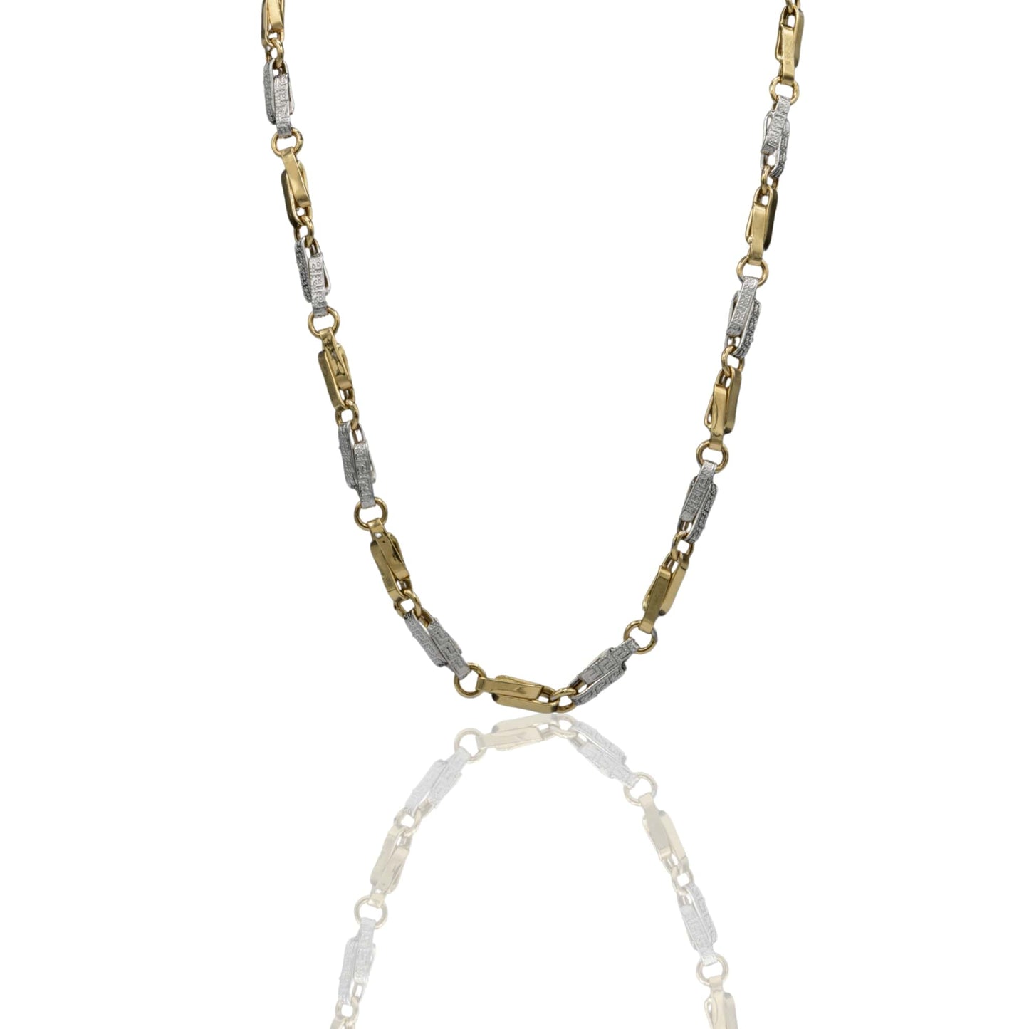 Collana Oro Giallo Oro Bianco Oro 18 carati Catena Piatta Solo Oro