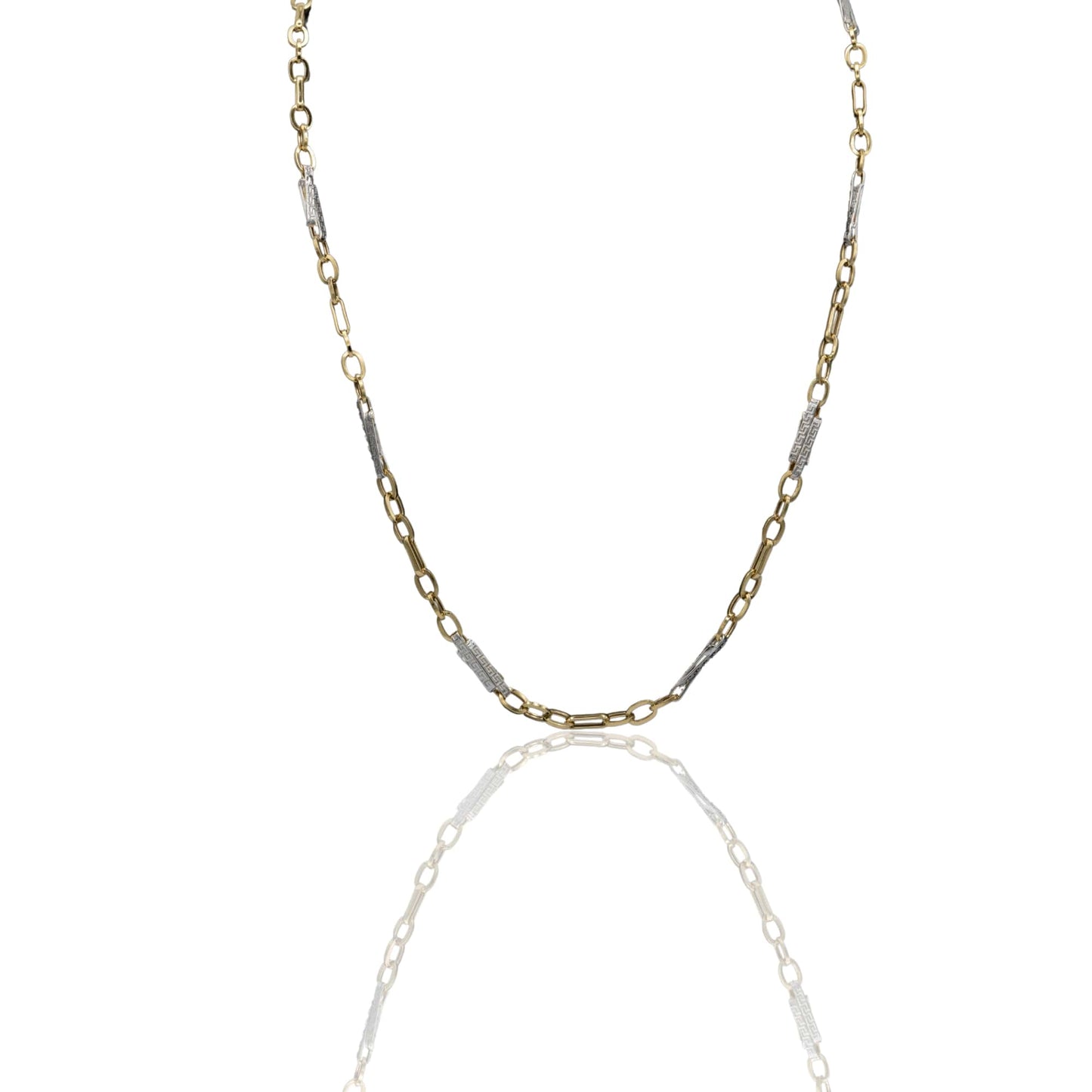 Collana Oro Giallo Oro Bianco Oro 18 carati Girocollo catena rolò e greca Solo Oro