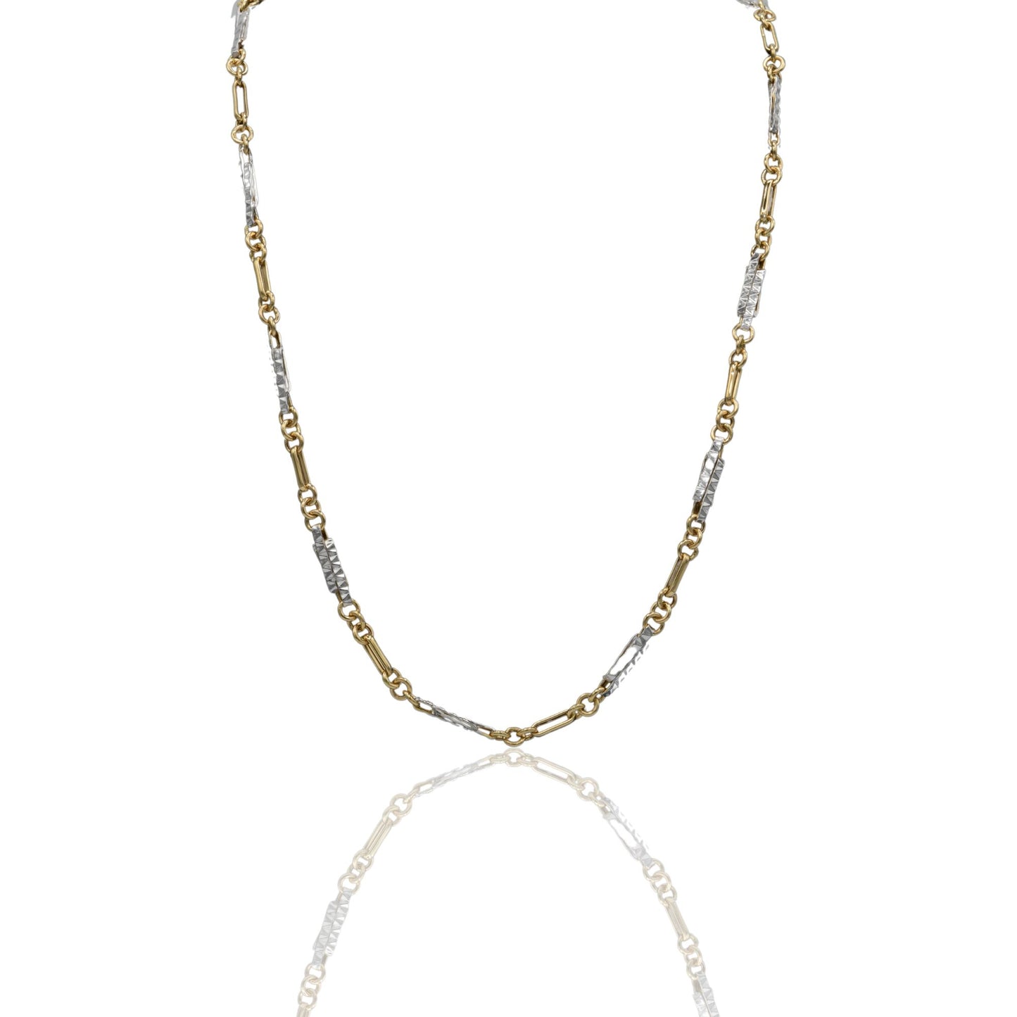 Collana Oro Giallo Oro Bianco Oro 18 carati Girocollo Con Anelletti Solo Oro