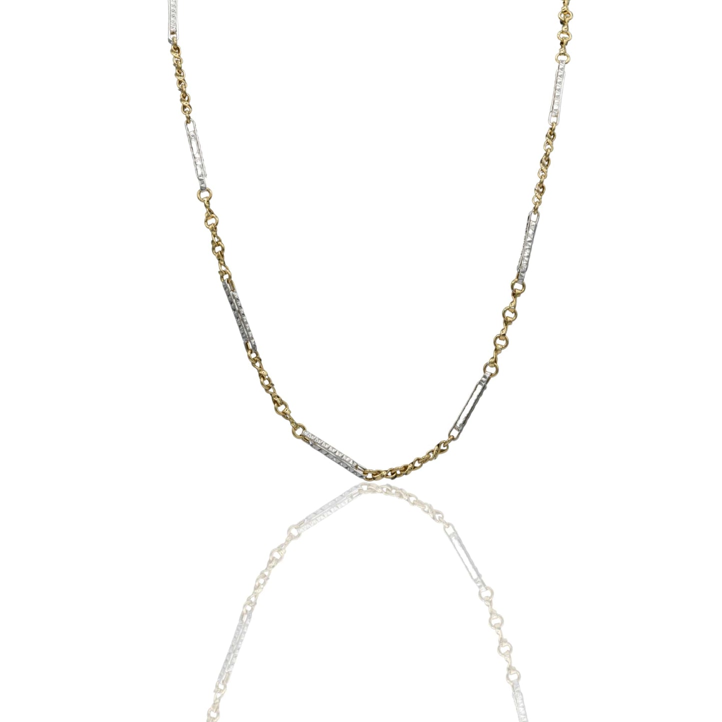 Collana Oro Giallo Oro Bianco Oro 18 carati Girocollo maglie alternate Solo Oro