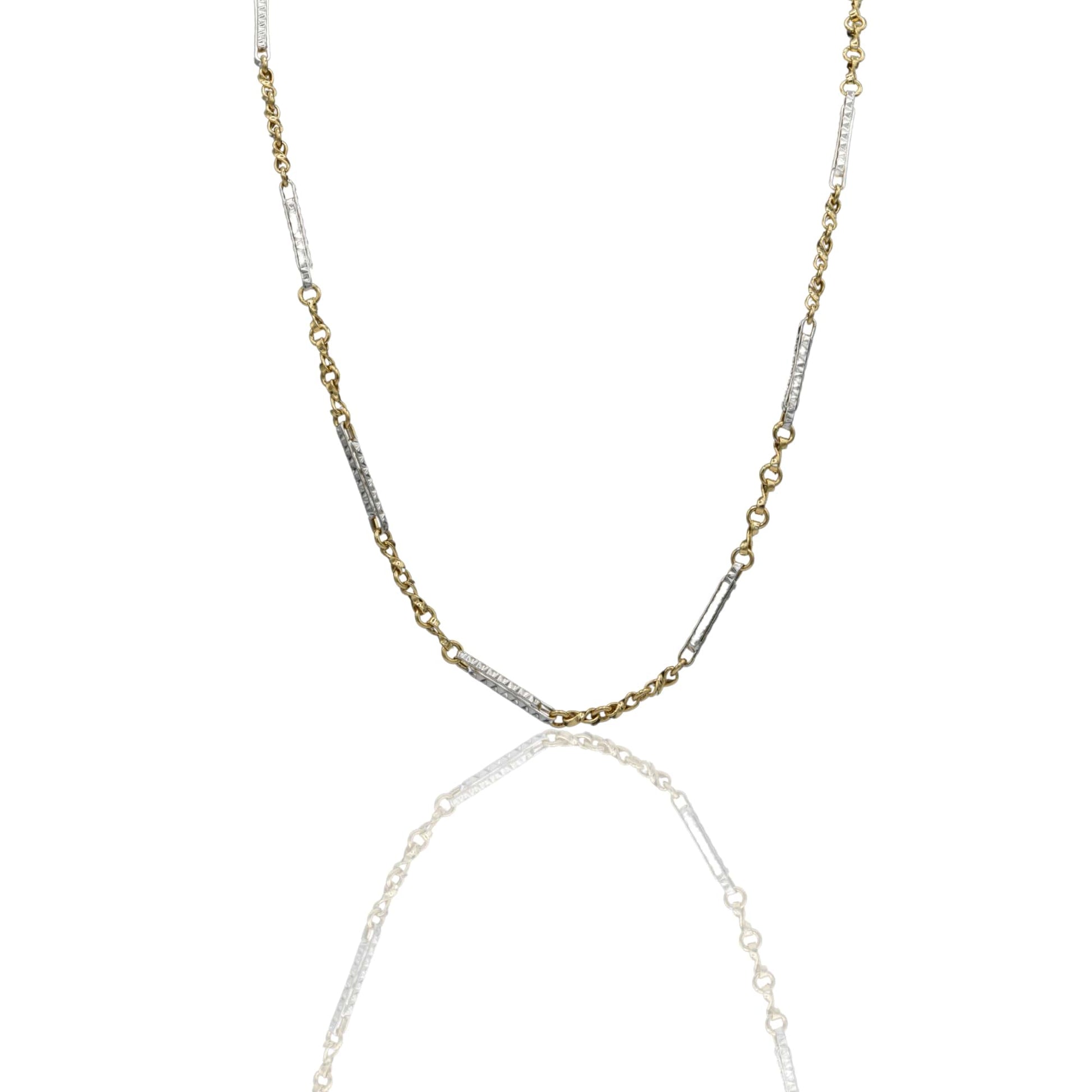 Collana Oro Giallo Oro Bianco Oro 18 carati Girocollo maglie alternate Solo Oro