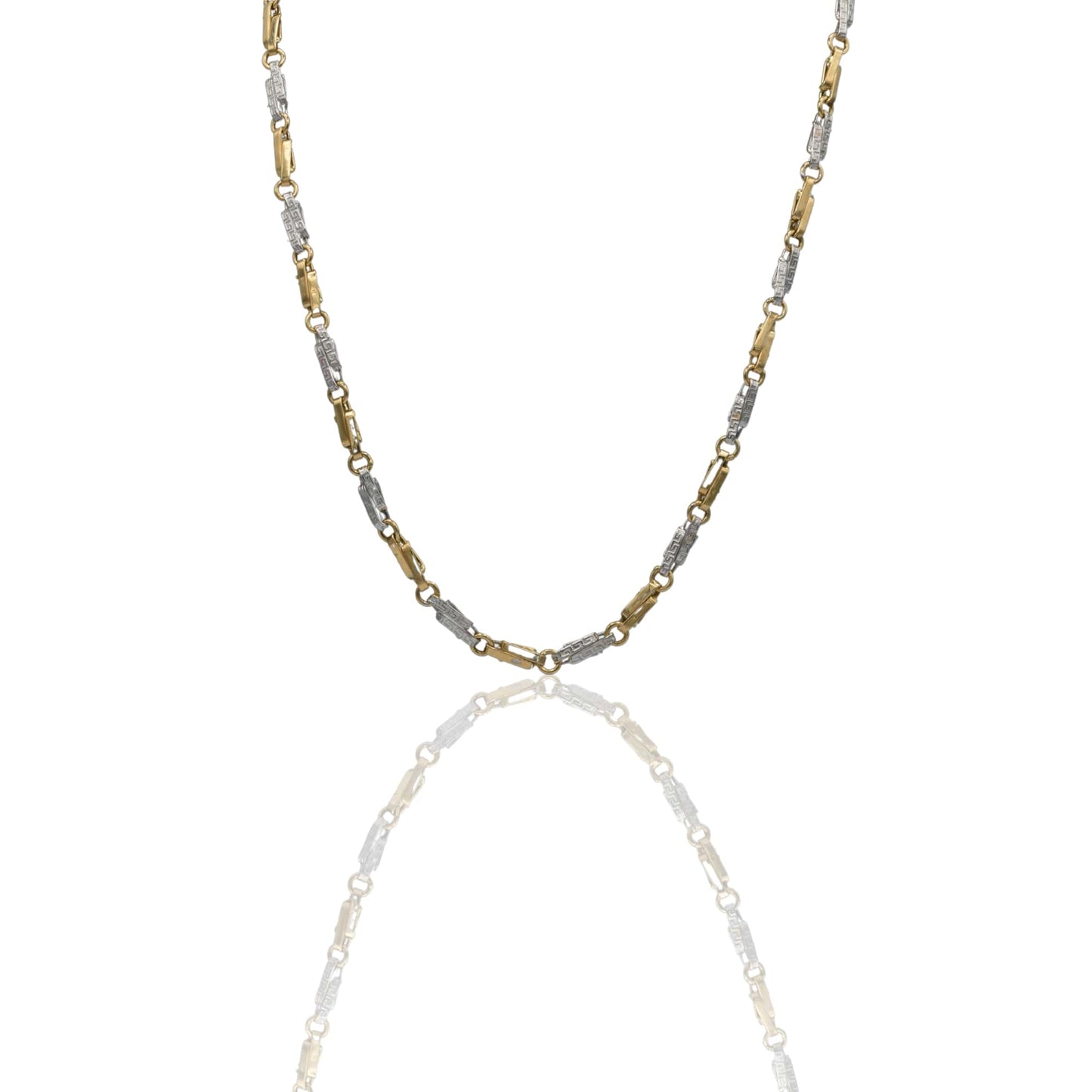 Collana Oro Giallo Oro Bianco Oro 18 carati Girocollo Con Greca  Solo Oro