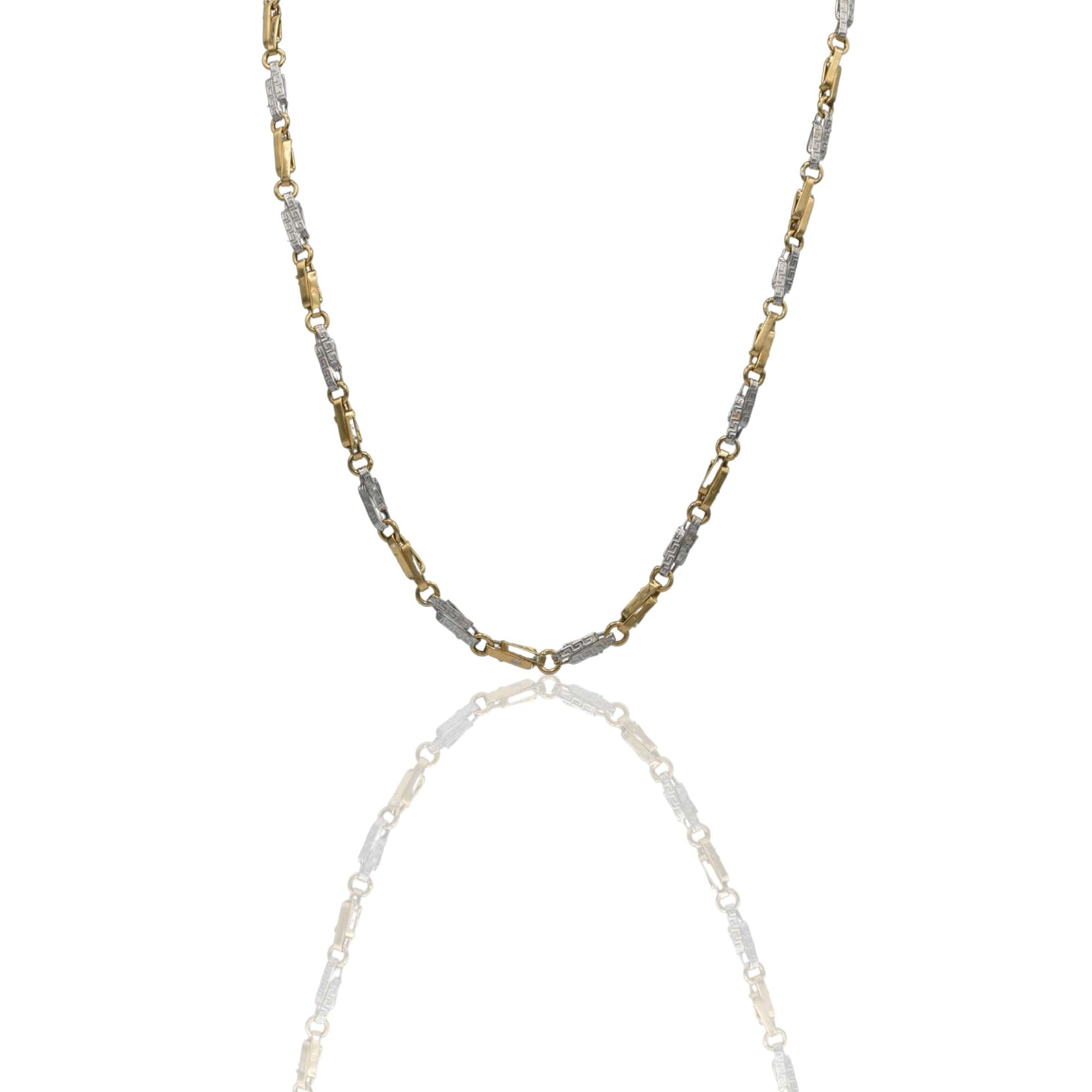 Collana Oro Giallo Oro Bianco Oro 18 carati Girocollo Con Greca  Solo Oro