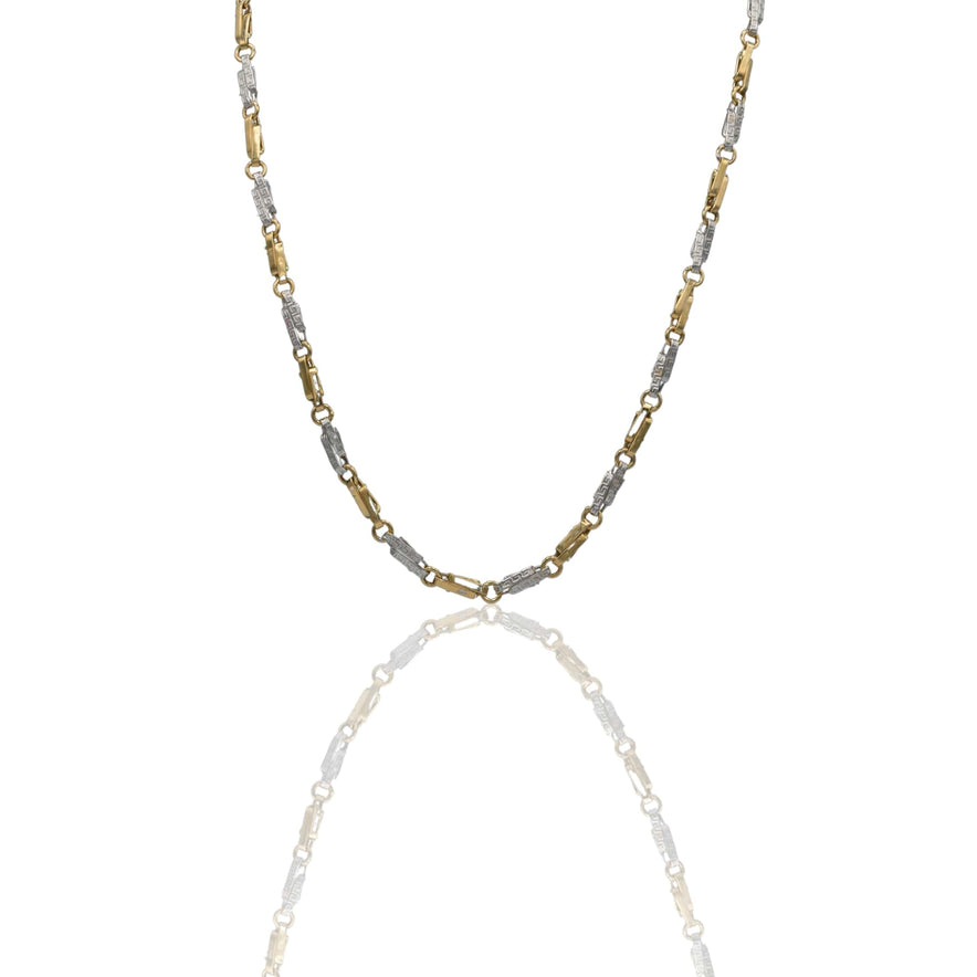 Collana Oro Giallo Oro Bianco Oro 18 carati Girocollo Con Greca  Solo Oro