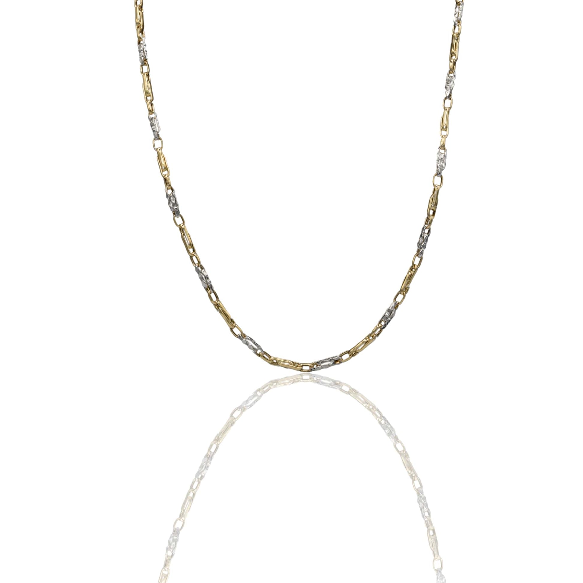Collana Oro Giallo Oro Bianco Oro 18 carati Girocollo maglie alternate Solo Oro
