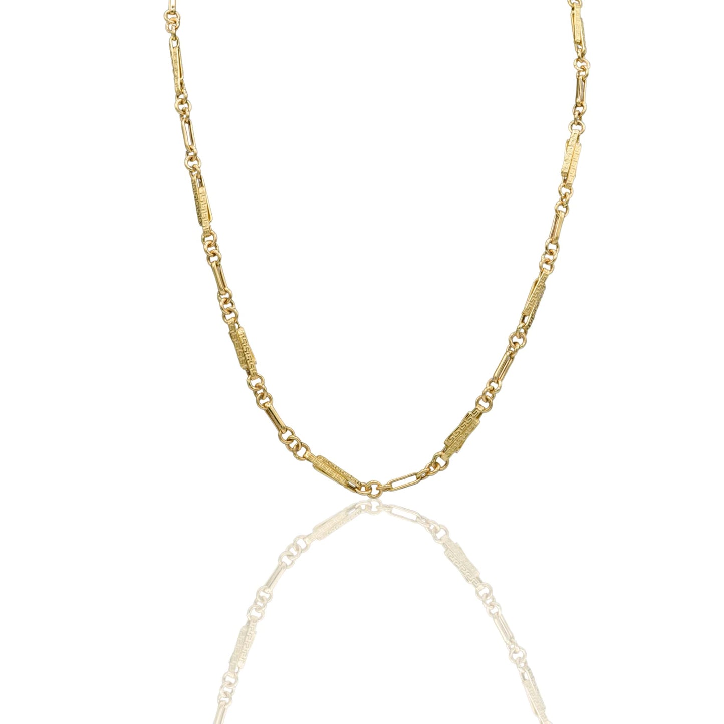 Collana Oro Giallo Oro 18 carati Girocollo maglie alternate e greca Solo Oro