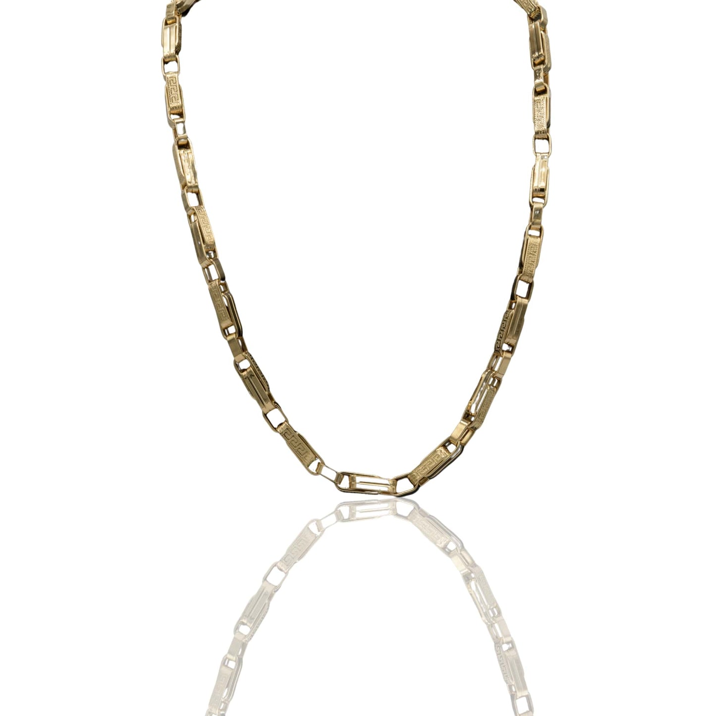 Collana Oro Giallo Oro 18 carati Girocollo maglie alternate e greca Solo Oro