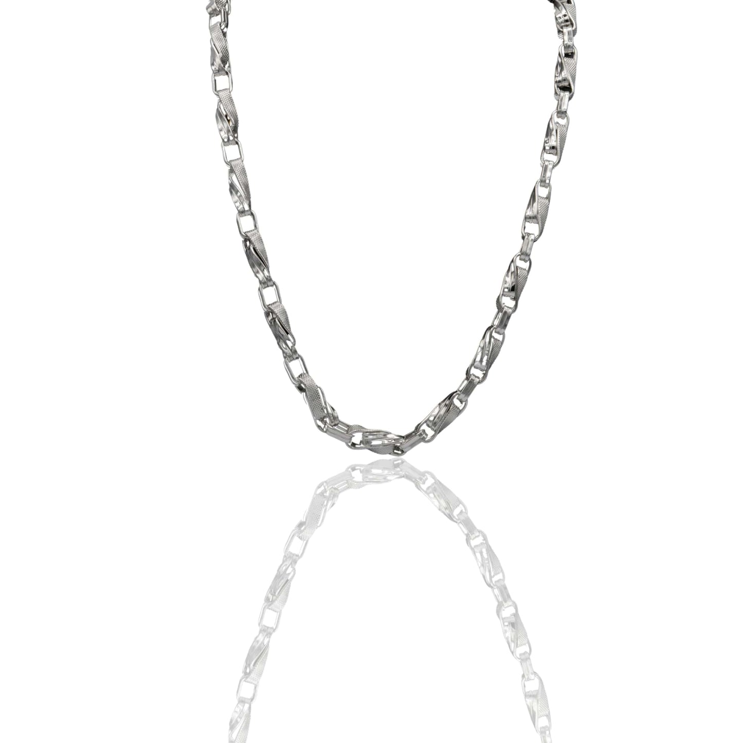 Collana Oro Bianco Oro 18 carati Girocollo Intrecciato Puntinato Solo Oro