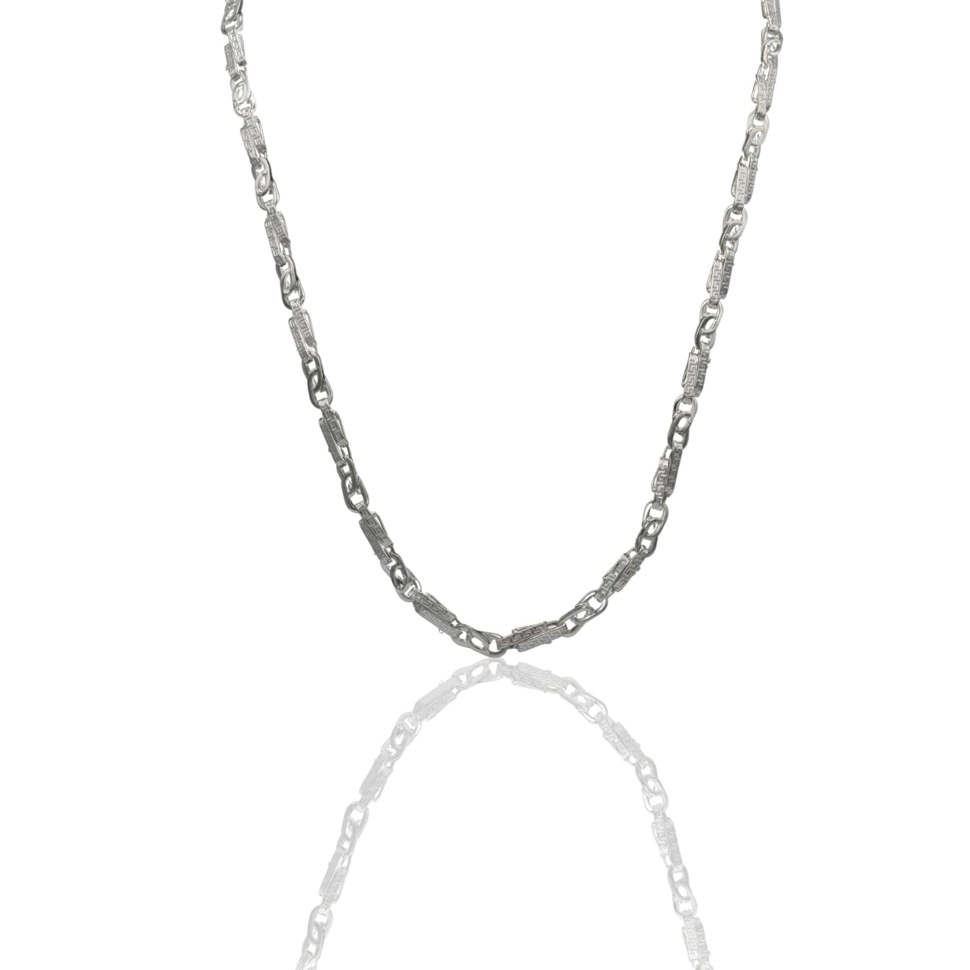 Collana Oro Bianco Oro 18 carati Girocollo catena schiacciata con greca Solo Oro