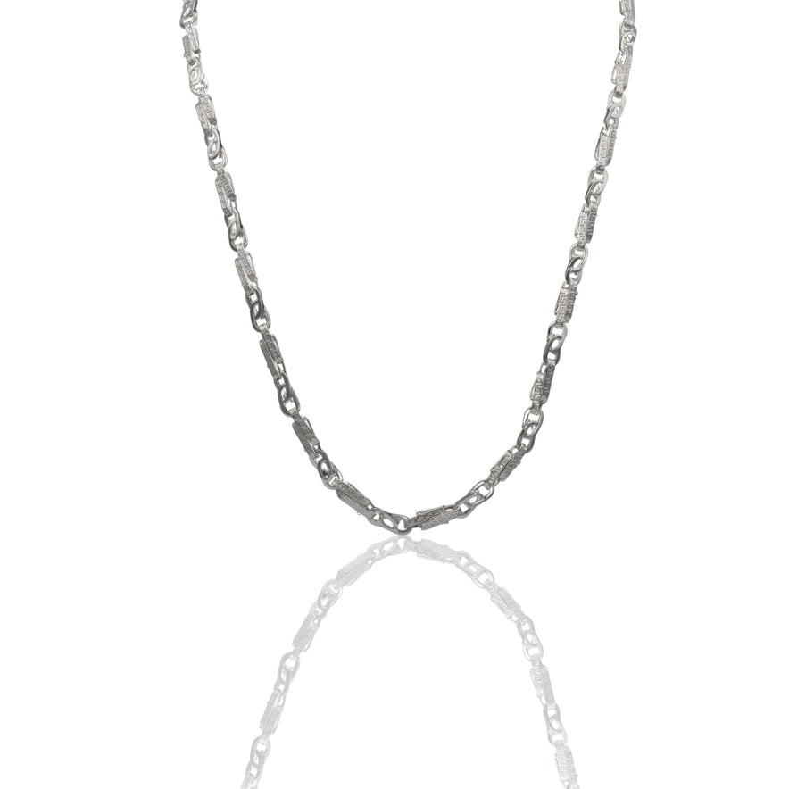 Collana Oro Bianco Oro 18 carati Girocollo catena schiacciata con greca Solo Oro