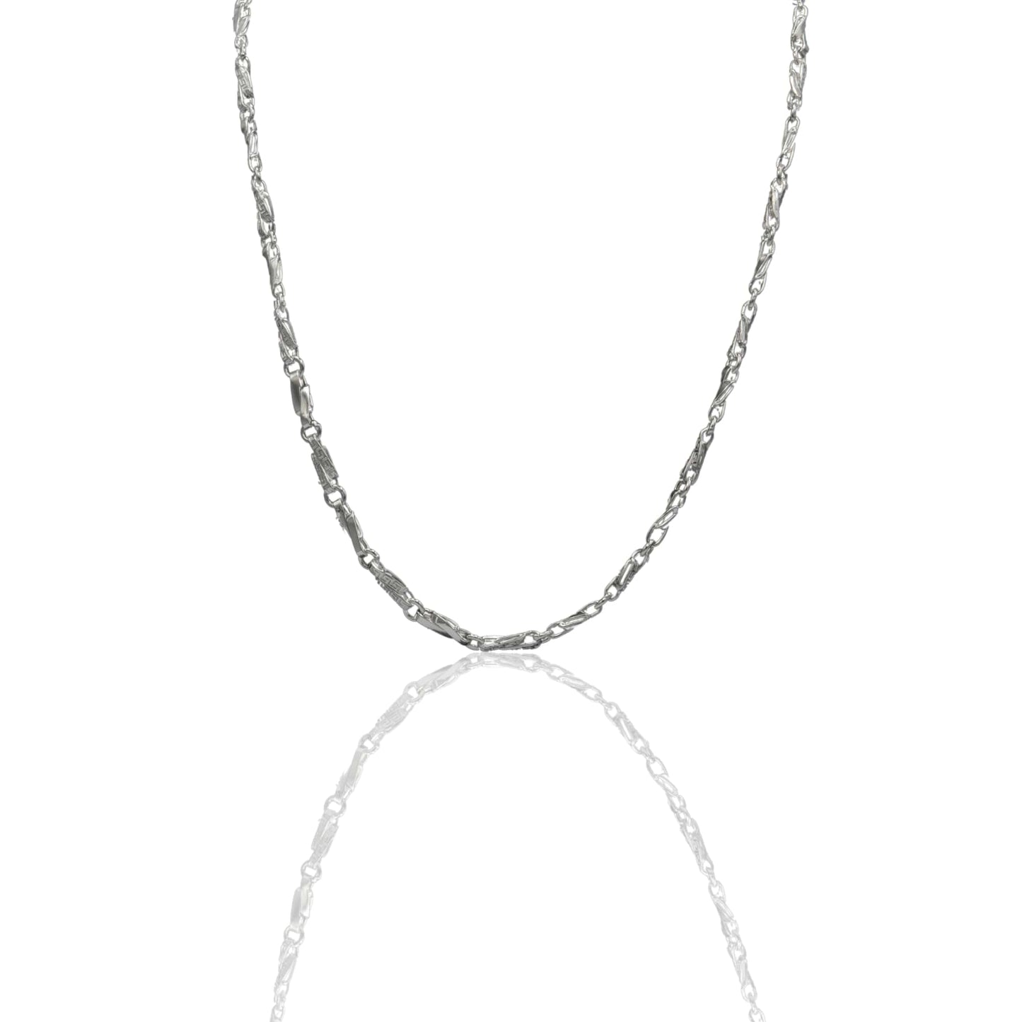 Collana Oro Bianco Oro 18 carati Girocollo catena onda con greca Solo Oro