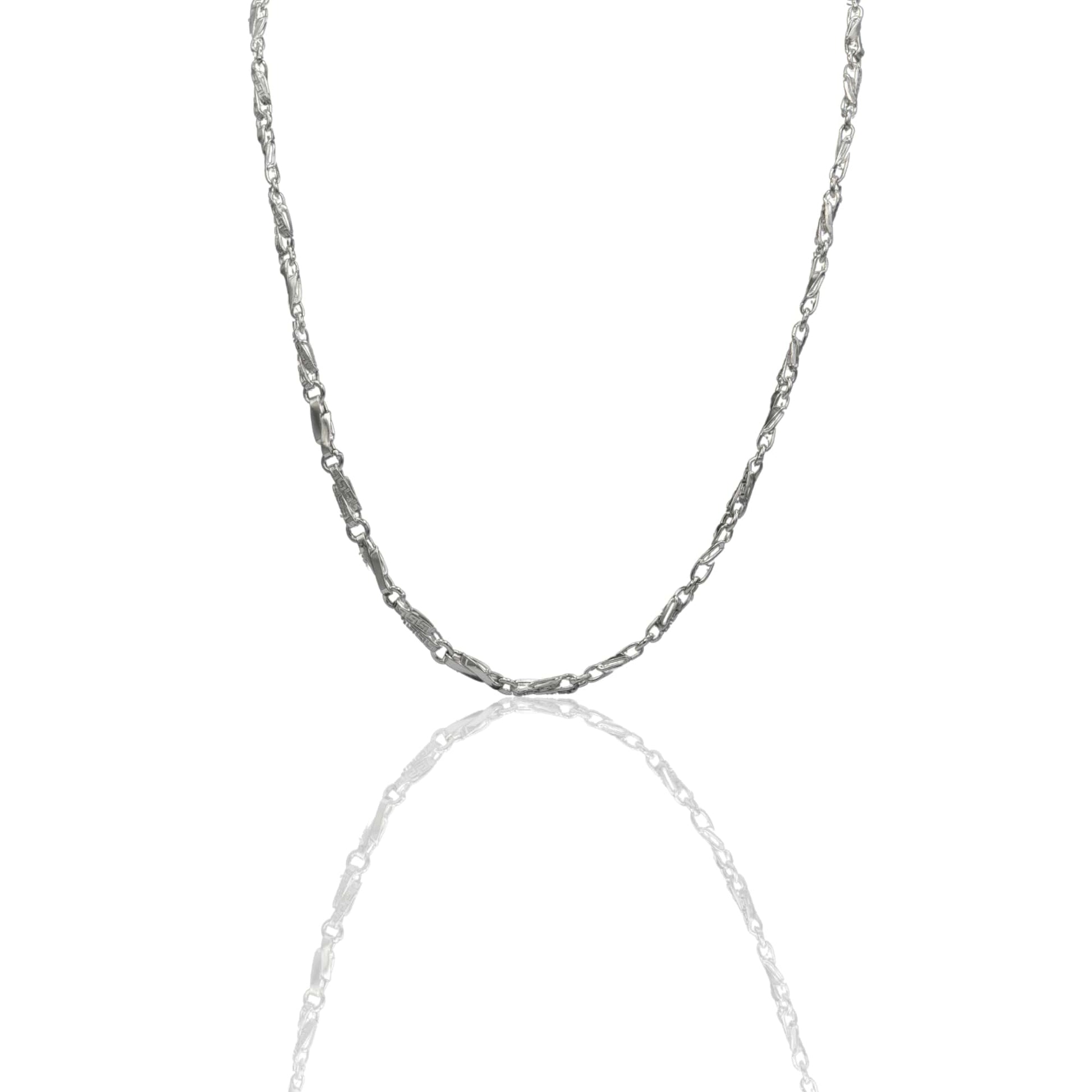 Collana Oro Bianco Oro 18 carati Girocollo catena onda con greca Solo Oro
