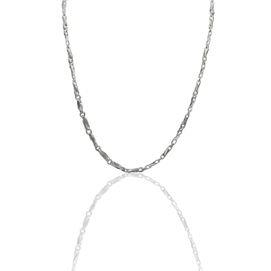 Collana Oro Bianco Oro 18 carati Girocollo catena onda con greca Solo Oro