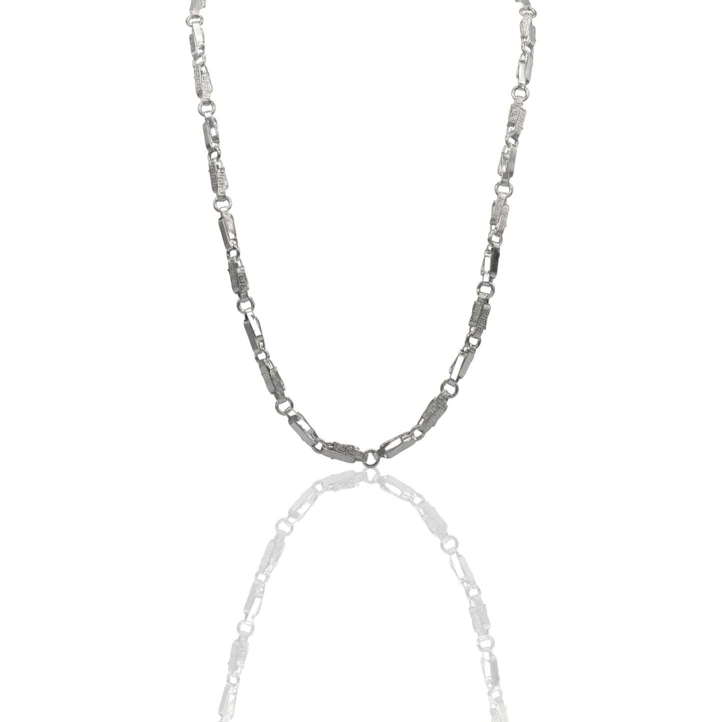 Collana Oro Bianco Oro 18 carati Girocollo catena schiacciata con greca Solo Oro
