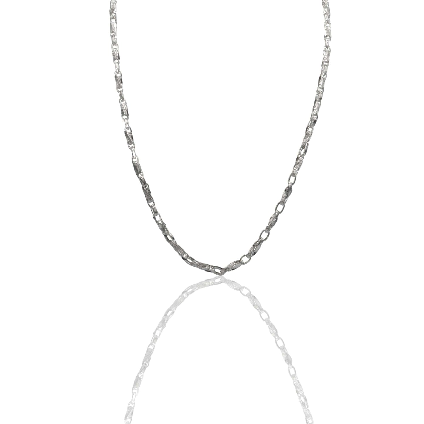 Collana Oro Bianco Oro 18 carati Girocollo catena intrecciata con greca Solo Oro