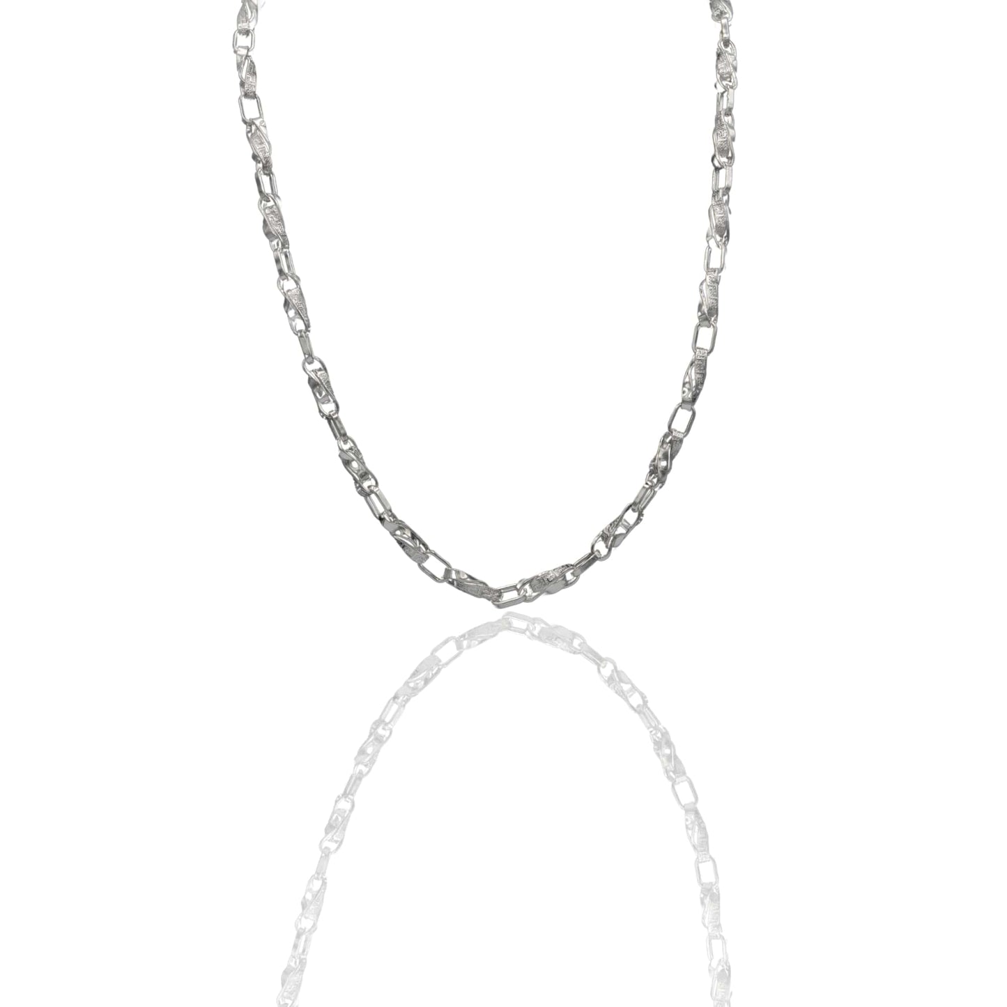 Collana Oro Bianco Oro 18 carati Girocollo catena intrecciata con greca Solo Oro