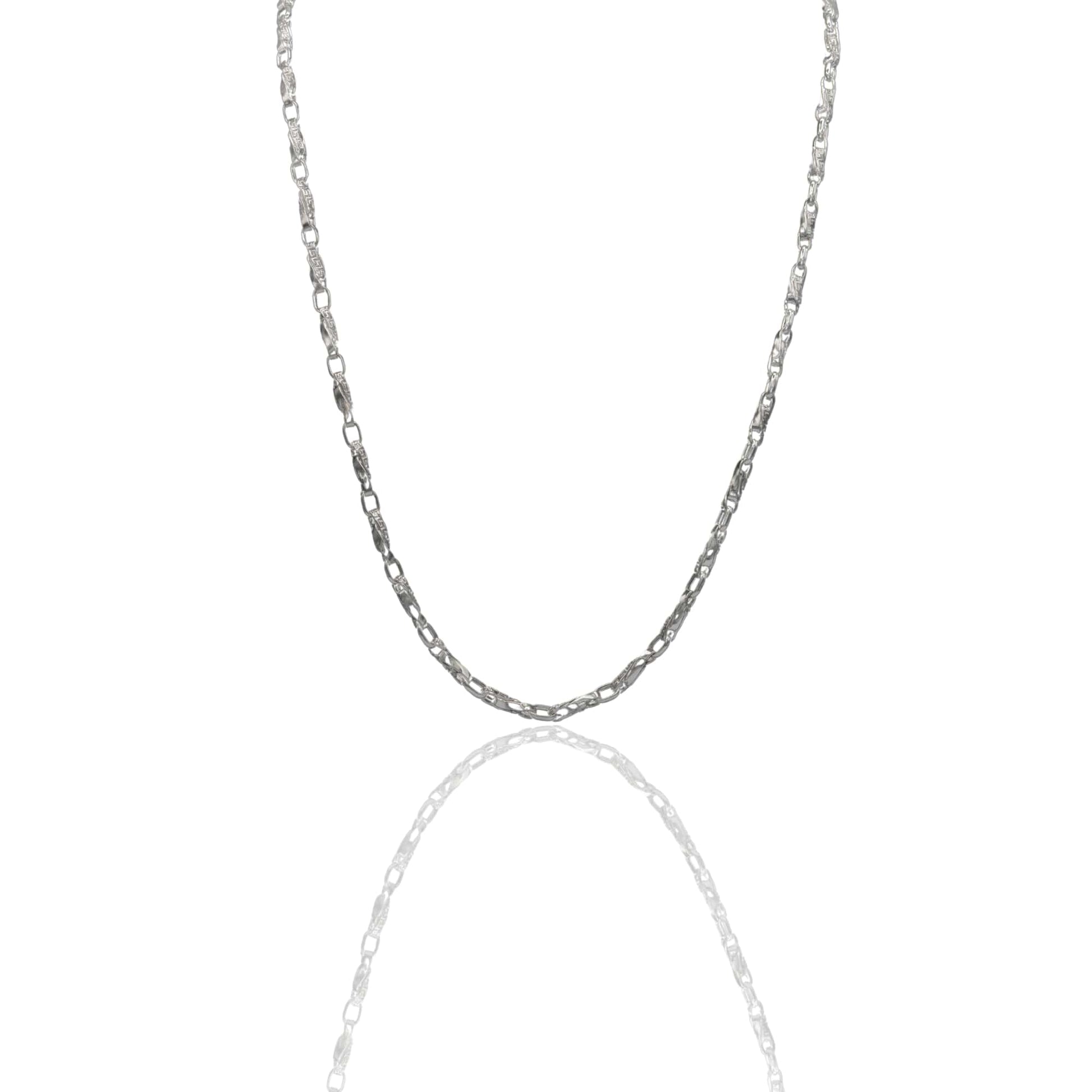 Collana Oro Bianco Oro 18 carati Girocollo catena intrecciata con greca Solo Oro