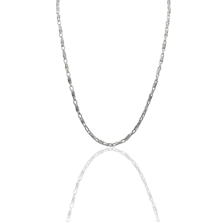 Collana Oro Bianco Oro 18 carati Girocollo catena intrecciata con greca Solo Oro