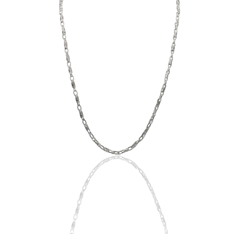 Collana Oro Bianco Oro 18 carati Girocollo catena intrecciata con greca Solo Oro