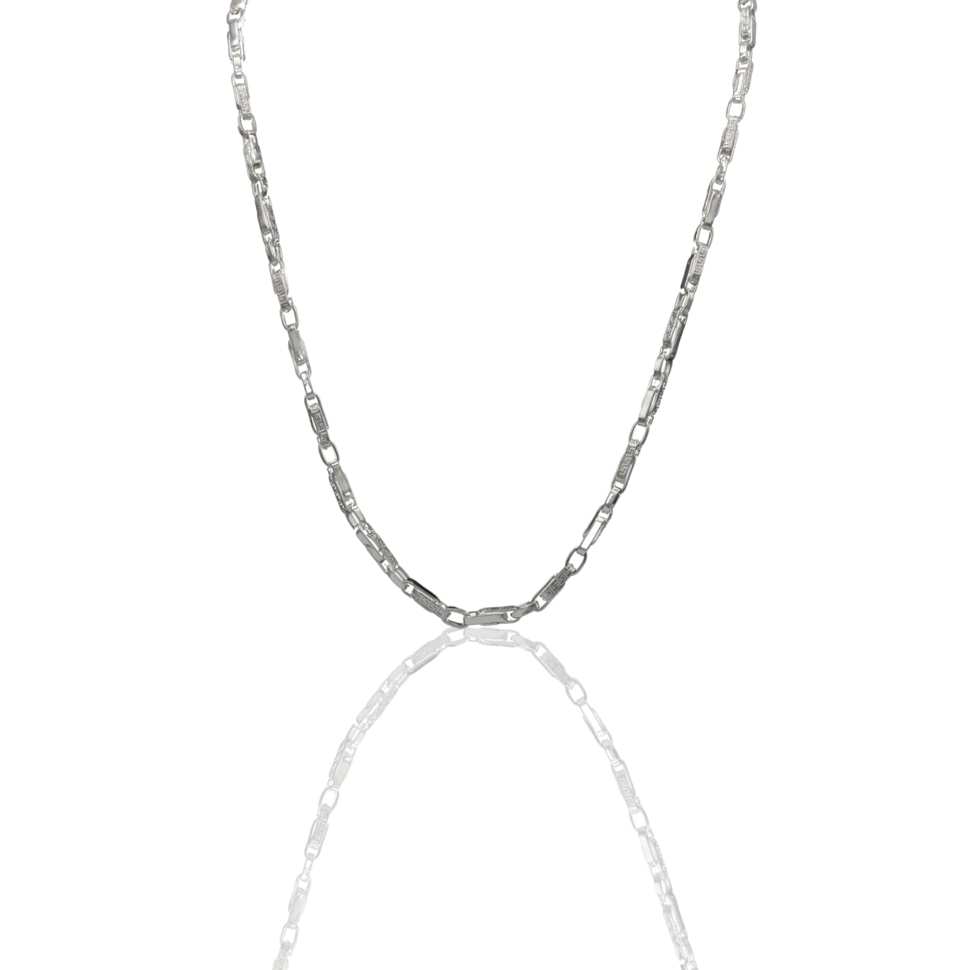 Collana Oro Bianco Oro 18 carati Girocollo catena intrecciata con greca Solo Oro