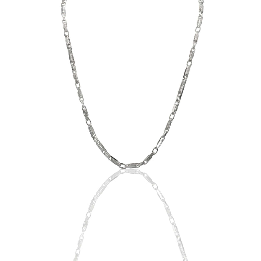 Collana Oro Bianco Oro 18 carati Girocollo catena intrecciata con greca Solo Oro