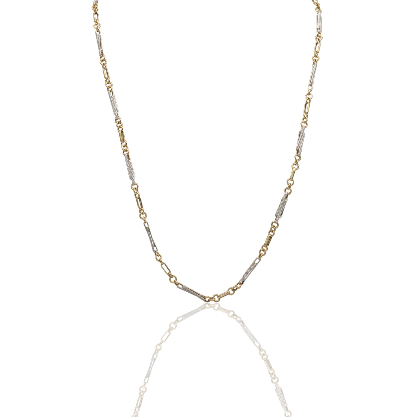 Collana Oro Giallo Oro Bianco Oro 18 carati Girocollo catena alternata Solo Oro