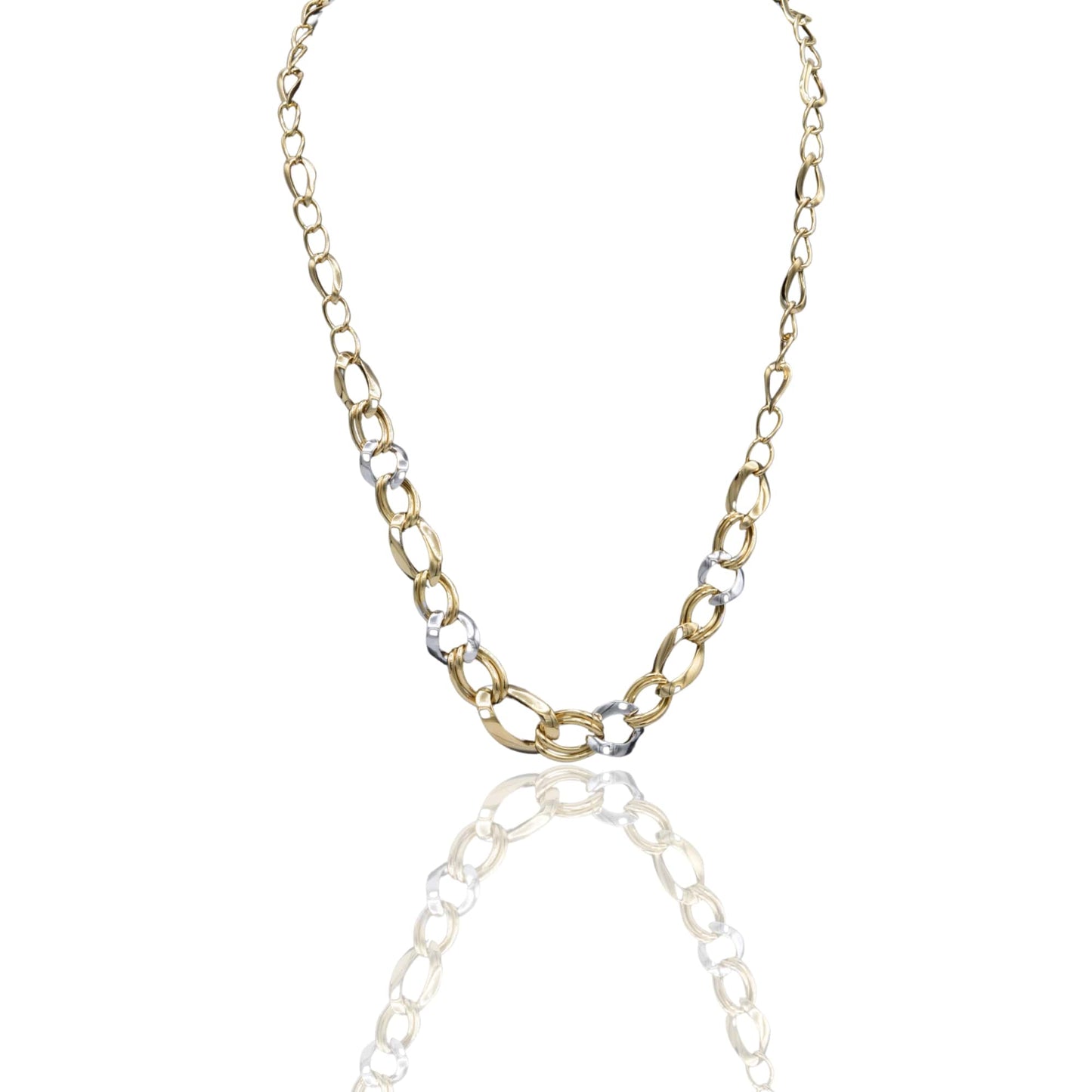 Collana Oro Giallo Oro Bianco Oro 18 carati Girocollo maglie a scalare Solo Oro