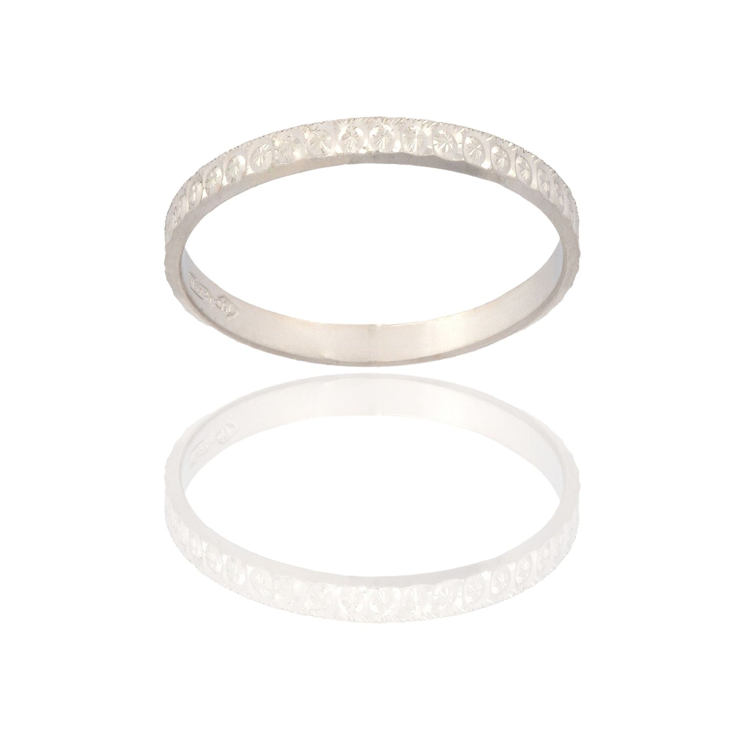 Anello Oro Bianco Oro 18 carati FERMANELLO DIAMANTATO Solo Oro MIS. DALL' 8 AL 30