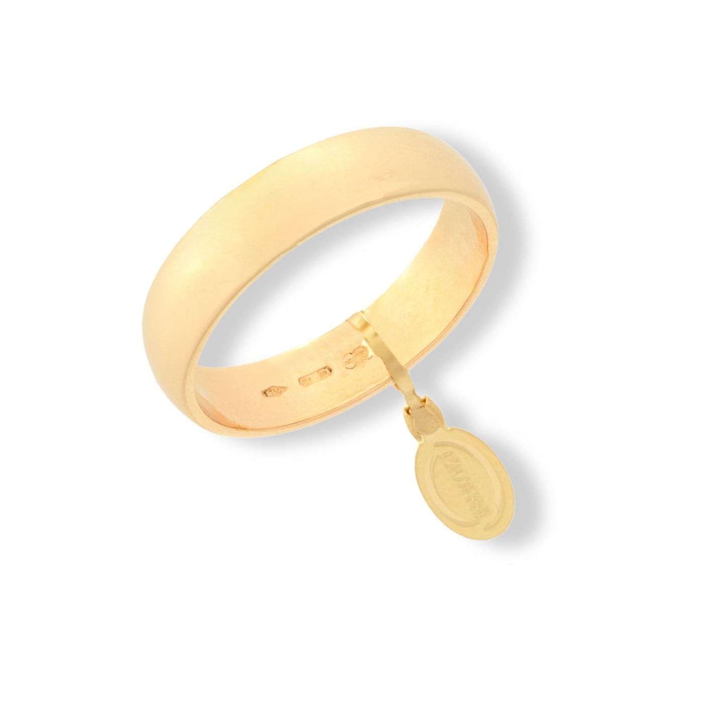 Anello in oro GIALLO Oro 18 carati Fede Classica Fascia Larga Solo Oro spessore gambo 4,3 Gr. 5