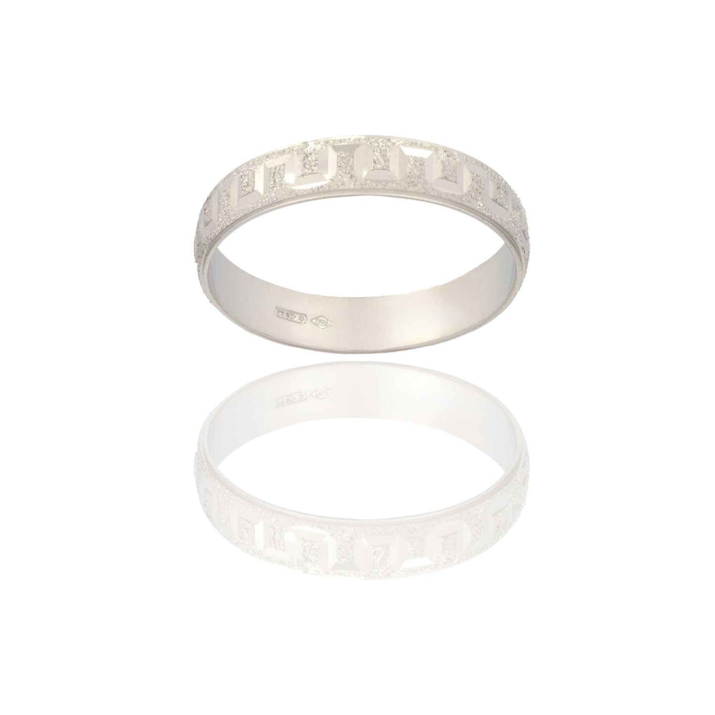 Anello in oro BIANCO Oro 18 carati Fedina Greca Solo Oro spessore gambo 3,9 Gr. 3