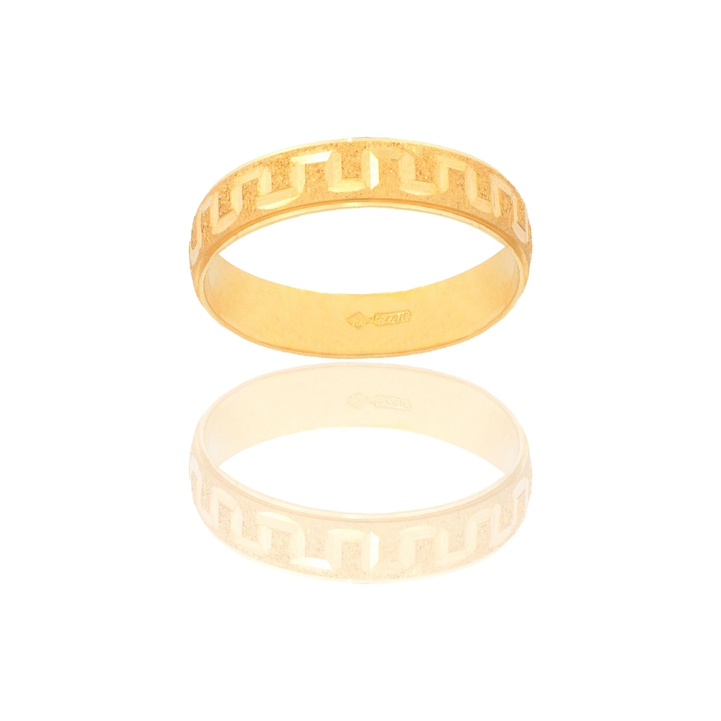 Anello in oro GIALLO Oro 18 carati Fedina Greca Solo Oro spessore gambo 3,8 Gr. 3