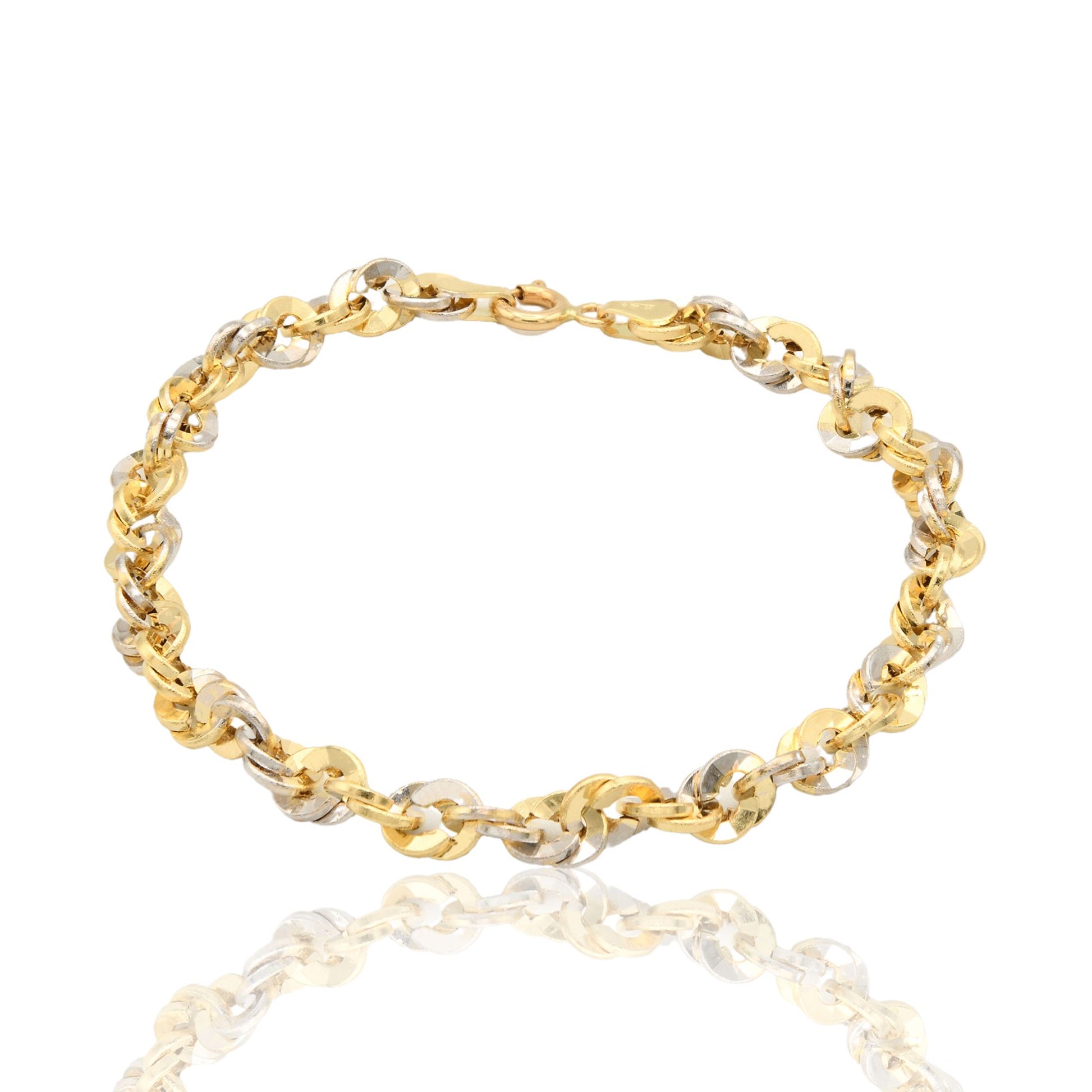 Bracciale Oro Giallo Oro Bianco Oro 18 carati Iride 100 Solo Oro cm. 18