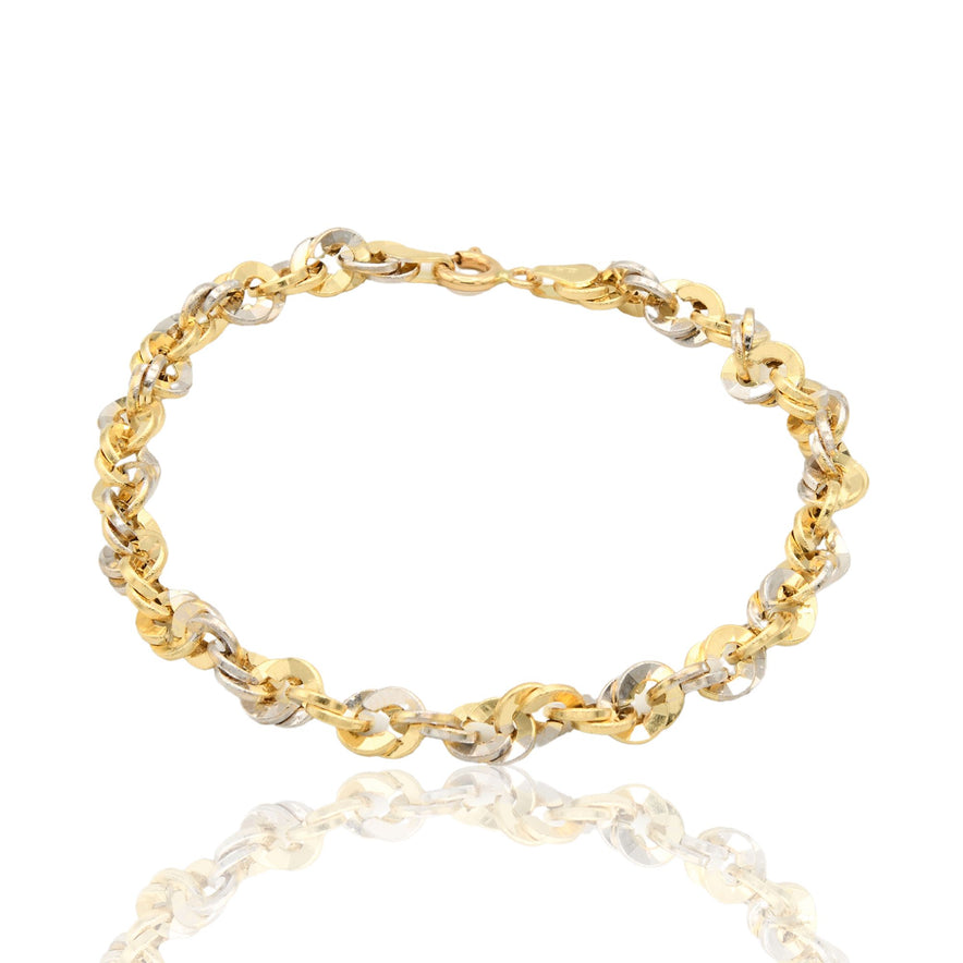 Bracciale Oro Giallo Oro Bianco Oro 18 carati Iride 100 Solo Oro cm. 18