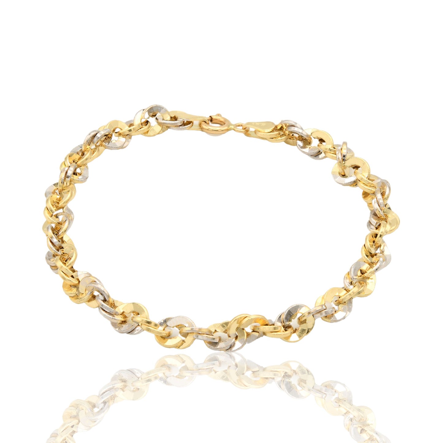 Bracciale Oro Giallo Oro Bianco Oro 18 carati Iride 100 Solo Oro cm. 17,5