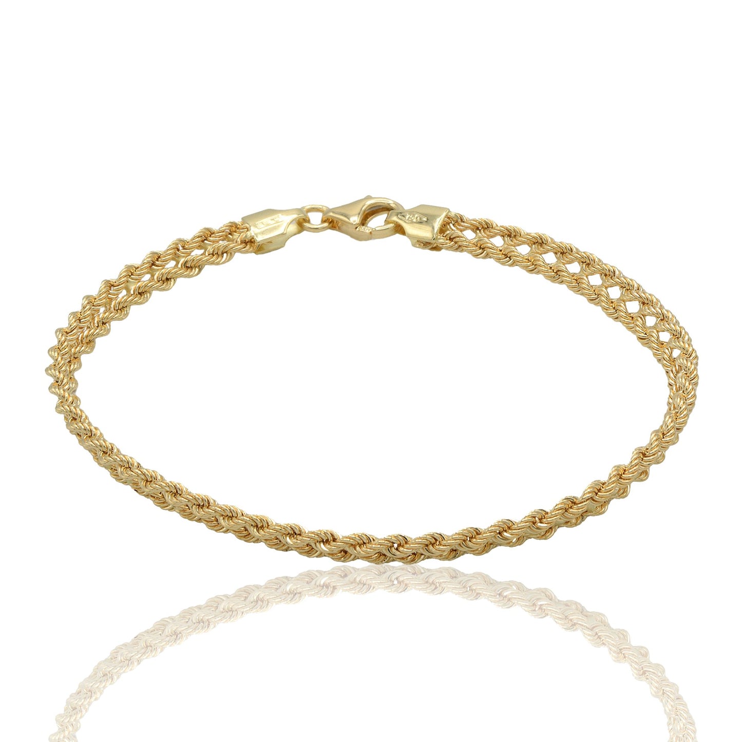 Bracciale Oro Giallo Oro 18 carati Laser 40 2 Fili Cuore Solo Oro cm. 19