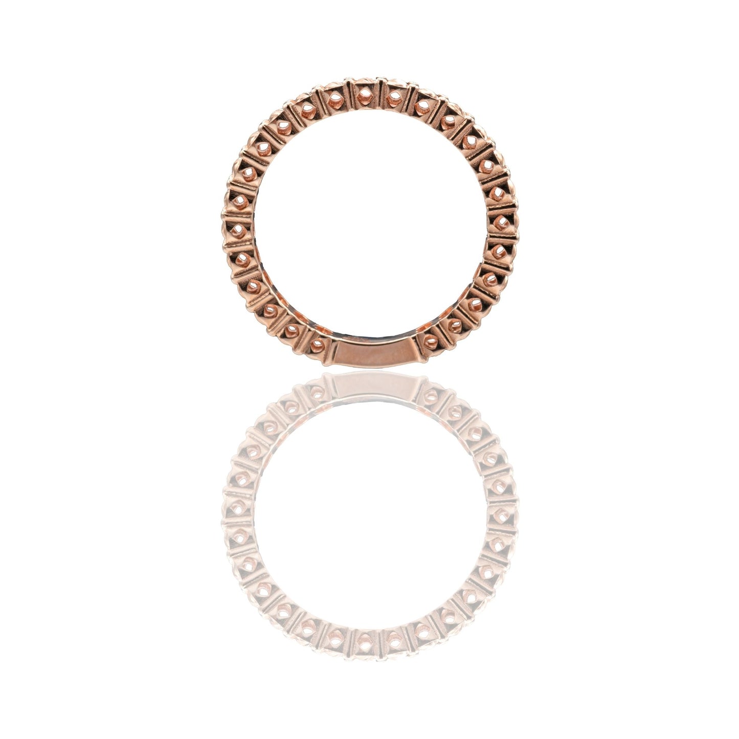 Anello Oro Rosa Oro 18 carati Veretta A Giro Solo Oro spessore gambo mm. 2,4 spessore pietre 2,8