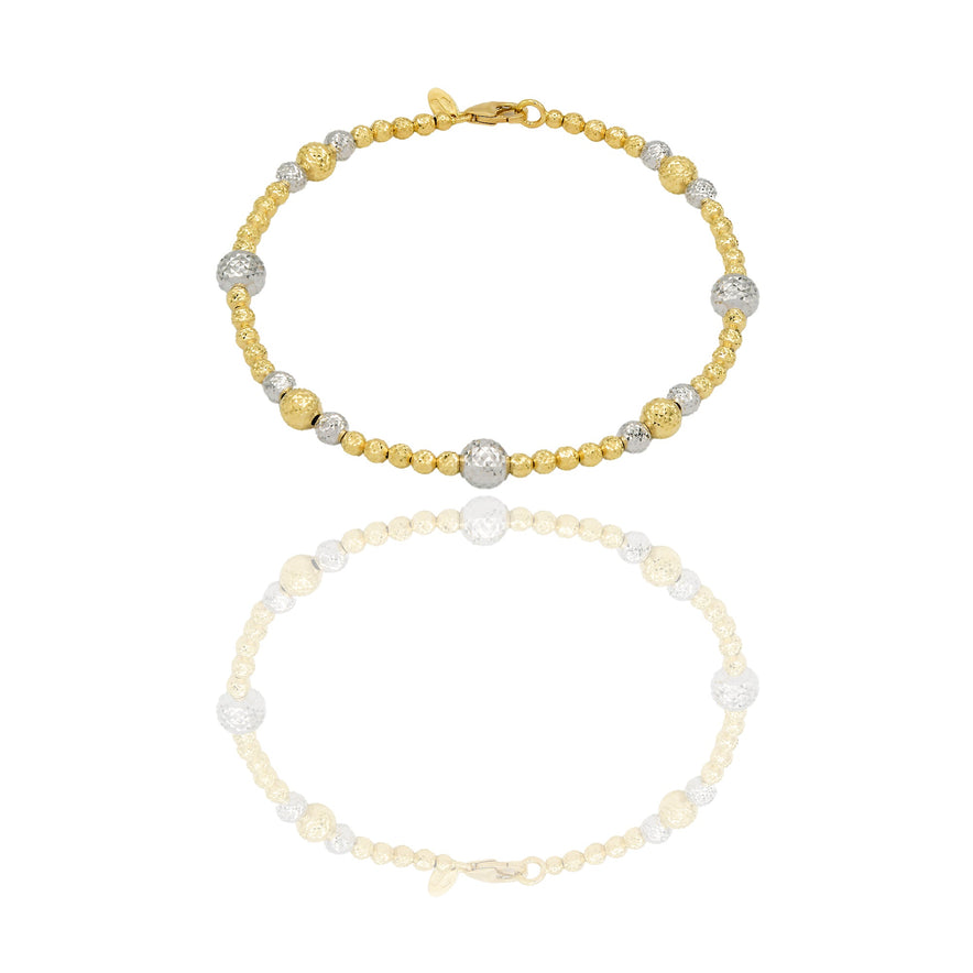 Bracciale Oro Giallo Oro Bianco Oro 18 carati Milleluci Sfere alternate Solo Oro Lunghezza cm. 19 sfera mm. 3/4/5/6
