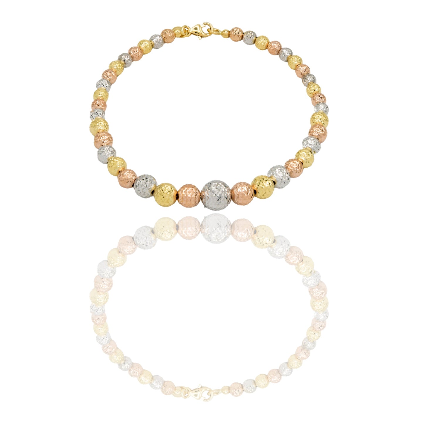 Bracciale Oro Giallo Oro Bianco, Oro Rosa Oro 18 carati Milleluci Sfere a scalare Solo Oro Lunghezza cm. 19 sfera mm. 4/5/6/8